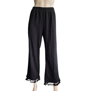 Wide Leg High Rise Cropped Tassel Pants Sz 8/10 NWOT​​​
